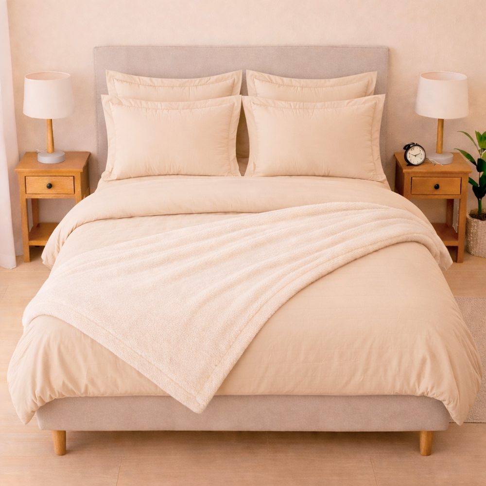 Combo LILÉ Beige – Plumón + Juego de Duvet + Almohada + Cobija Bunny - Imagen 2